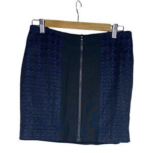 Sandro Skirt Size 3/Large Women's Textured Front Full Zip Wool Blend Color Block